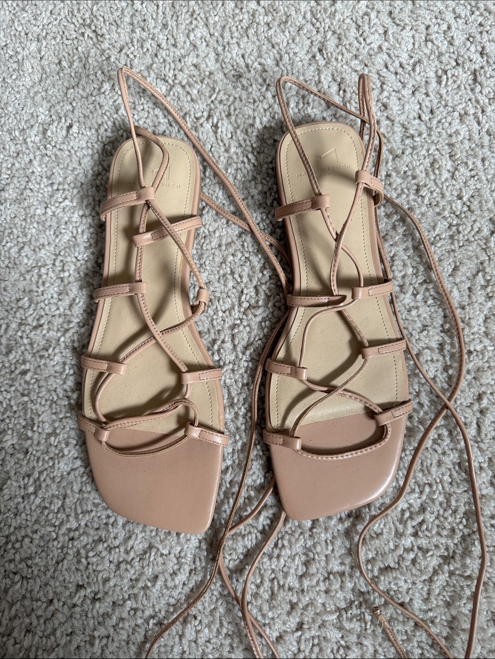Marc Fisher Lace-Up Strappy Sandals in Nude